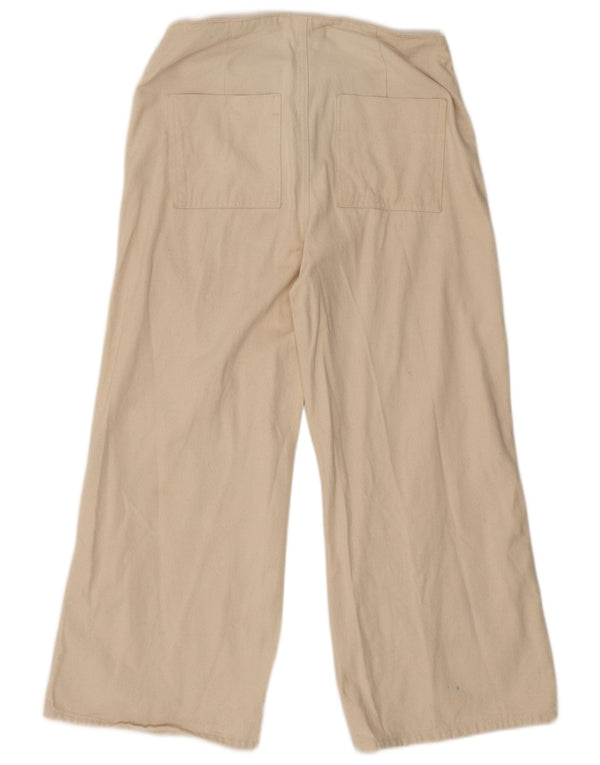 Zara Womens Wide Leg Cropped Trousers EU 40 Medium W30 L25 Beige