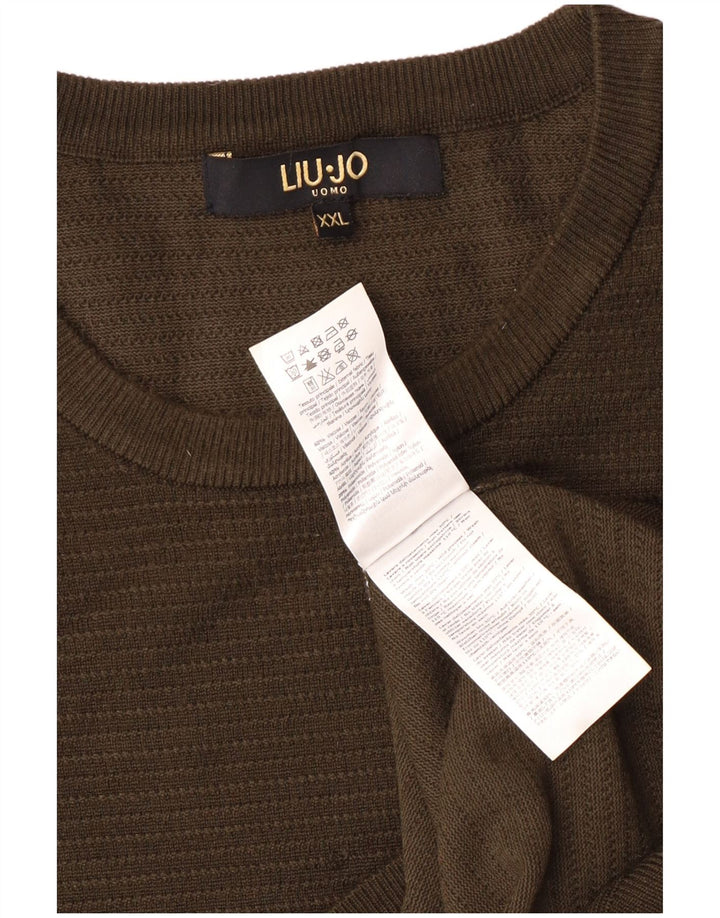 Liu Jo Herre sweater med rund hals 2XL Khaki Viscose