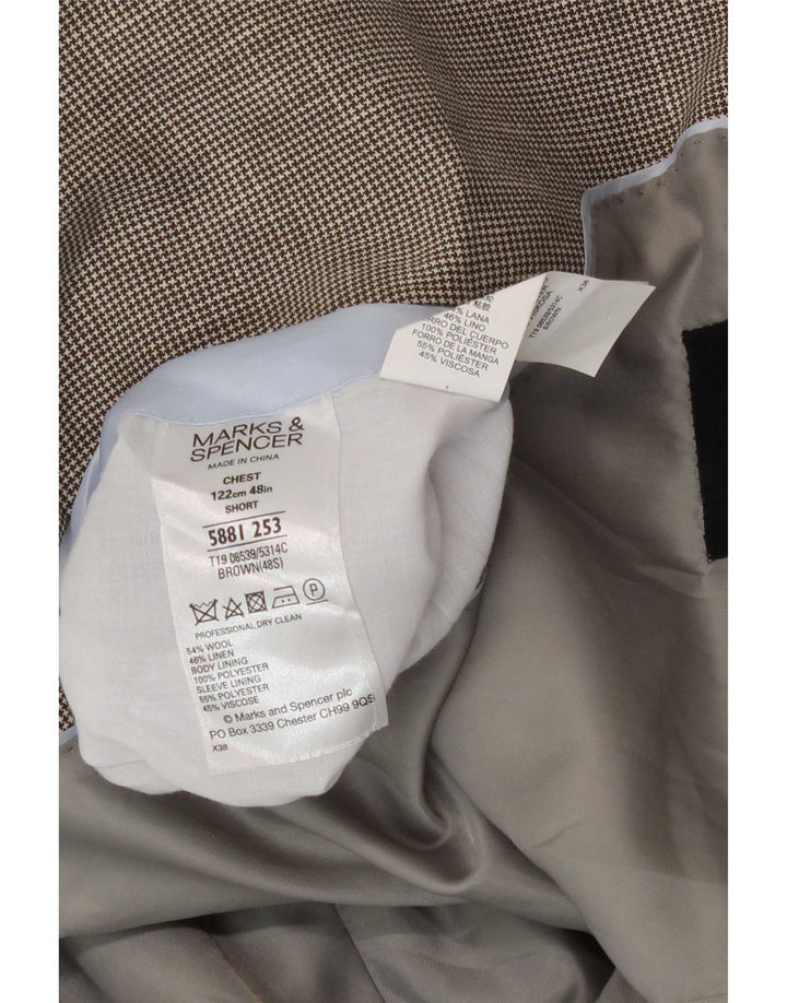 Marks & Spencer Herre 2-knaps blazerjakke UK 48 2XL Brun Uld