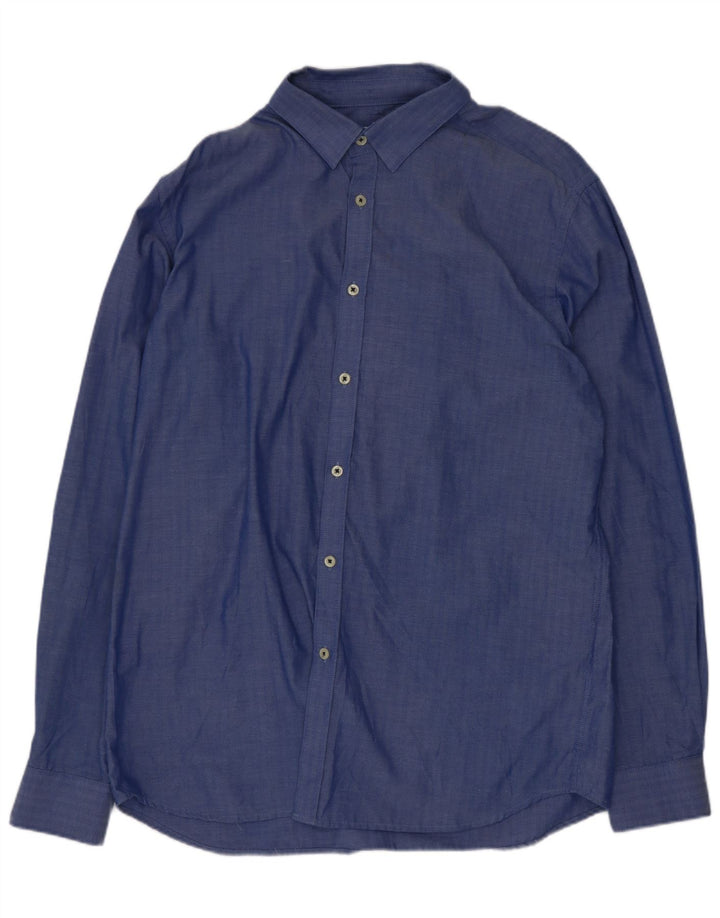 Jack & Jones herreskjorte XL blå sildebensbomuld