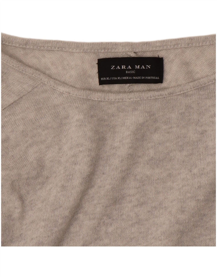 ZARA Mens Boat Neck Jumper Sweater XL Grey