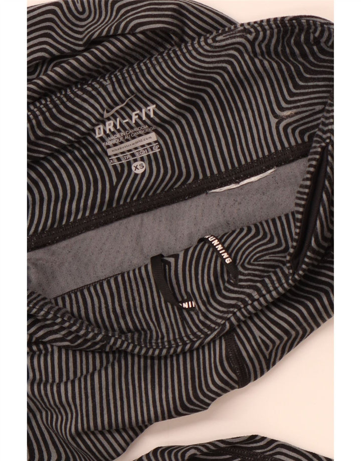 NIKE Dame Dri Fit Leggings UK 6 XS Grå nålestribe