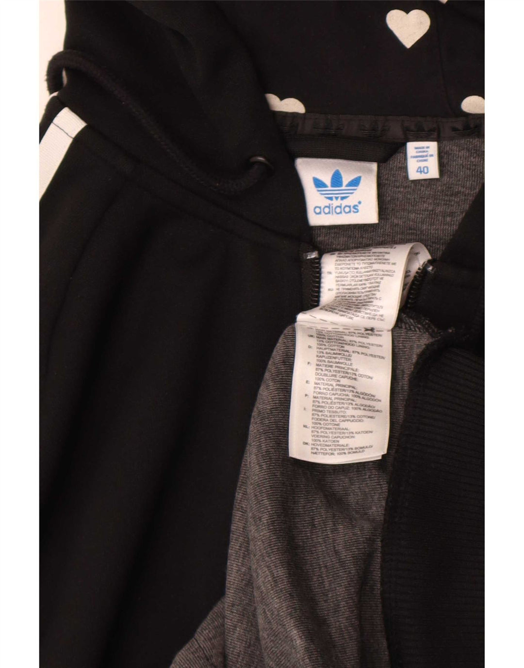 Adidas Grafisk hættetrøje med lynlås til kvinder IT 40 Lille sort polyester