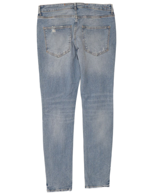 Zara Mens Distressed Skinny Jeans EU 42 Large W32 L31 Blue Cotton