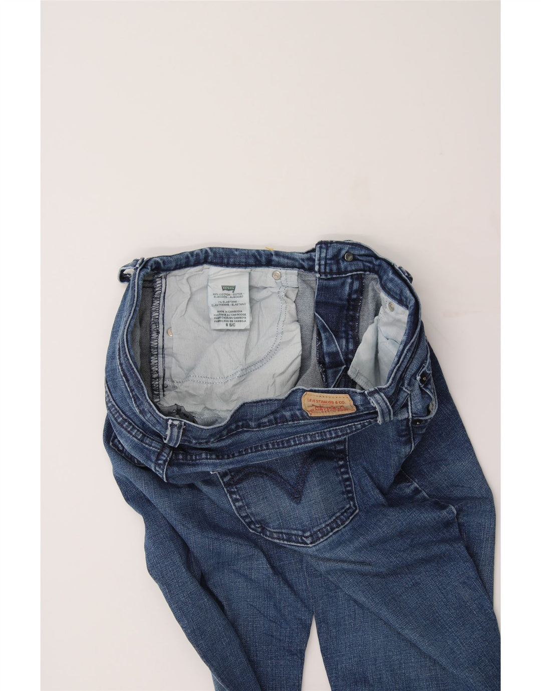 LEVI'S Womens 515 Crop Bootcut Jeans US 8 Medium W30 L24 Blue Cotton Vintage Levi's and Second-Hand Levi's from Messina Hembry 