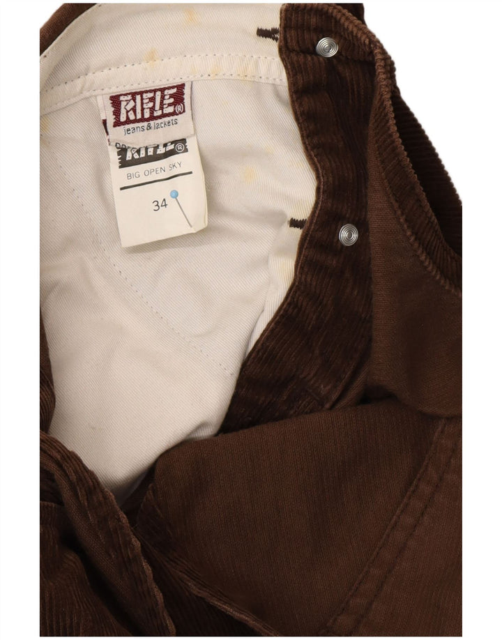RIFLE Herre Carpenter Dungarees Corduroy Bukser W34 L30 Brun Bomuld
