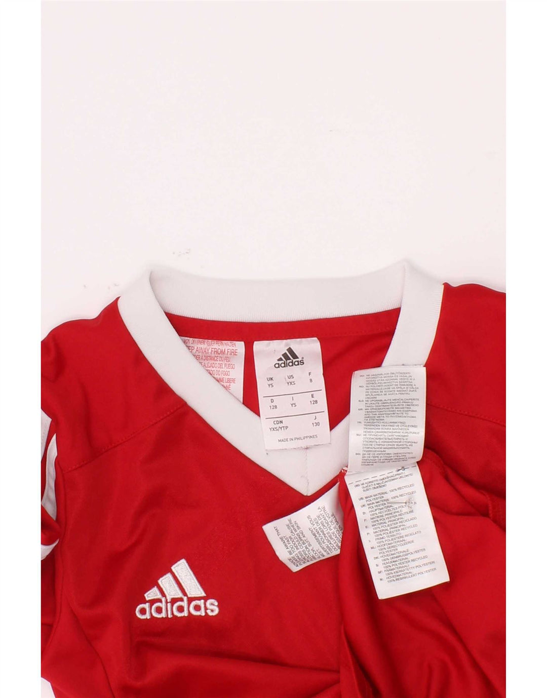 Adidas Boys Climalite Top Langærmet 7-8 År Lille Rød Colourblock