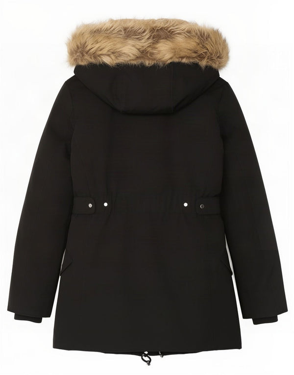 Zara Womens Extreme Sherpa Parka-jakke med hætte UK 6 XS Sort