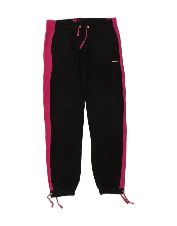 REEBOK Womens Tracksuit Trousers Joggers UK 12 Medium Black Colourblock Vintage Reebok and Second-Hand Reebok from Messina Hembry 