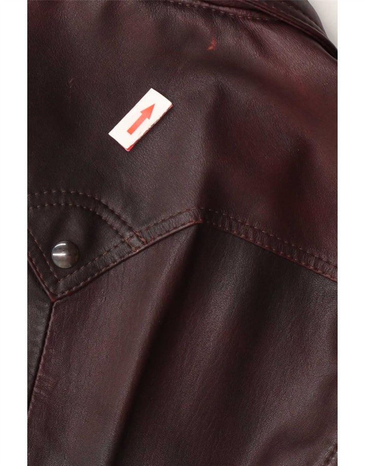 Vintage Herre Læderjakke IT 50 Large Burgundy
