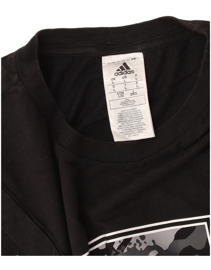 Adidas Grafisk T-shirt top til mænd, stor sort bomuld