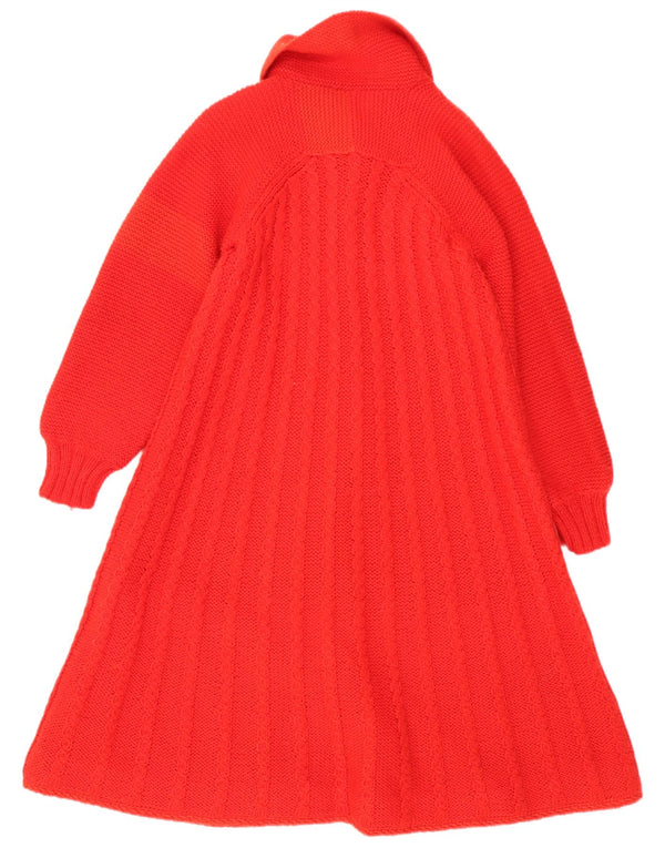 Vintage Dame Langærmet Jumper Kjole UK 14 Medium Rød