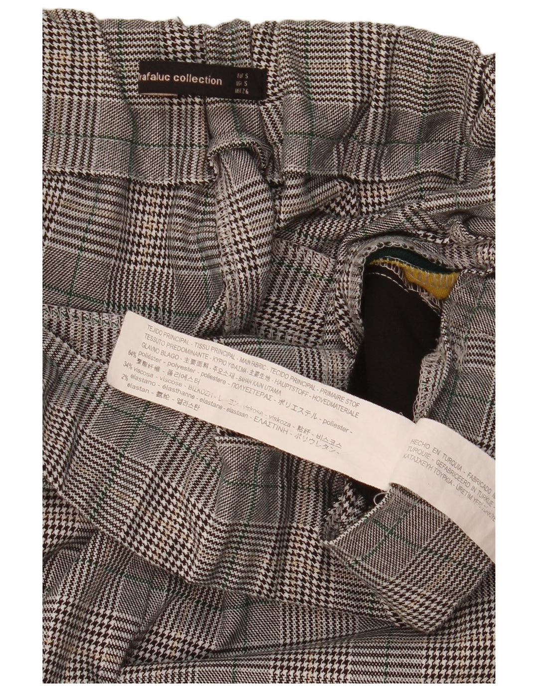 Zara koniske cropped bukser til kvinder Small W28 L25 Grå Houndstooth