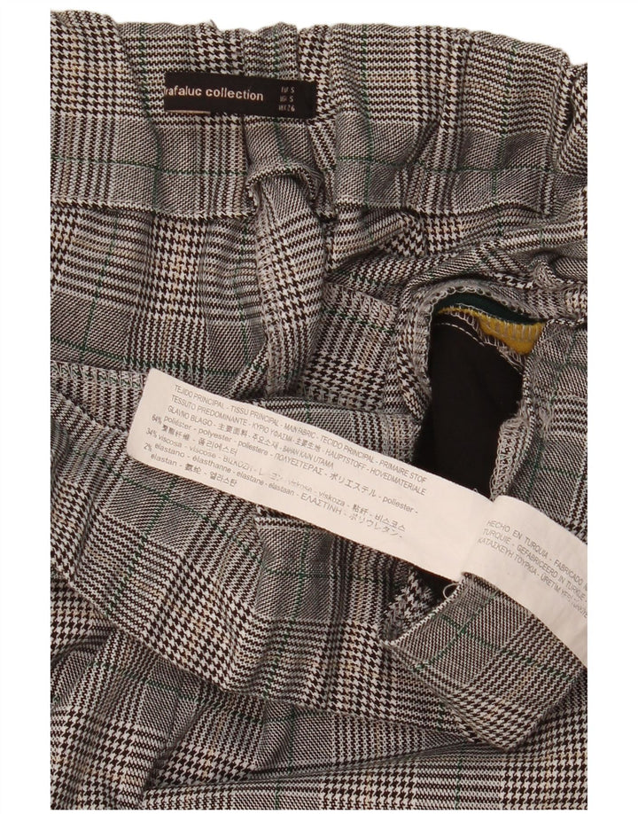 Zara koniske cropped bukser til kvinder Small W28 L25 Grå Houndstooth