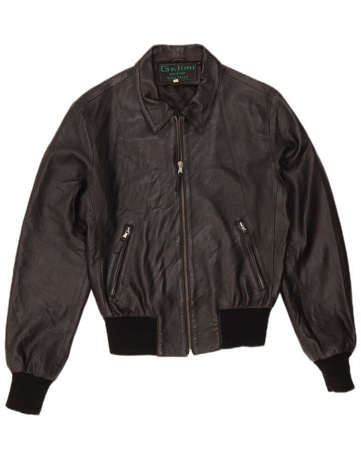 Vintage dame bomber læderjakke IT 44 Medium sort læder
