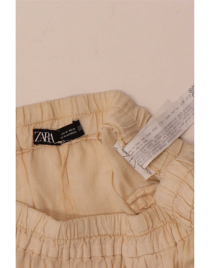 Zara Casual Shorts til kvinder Medium W28 Off White Linned