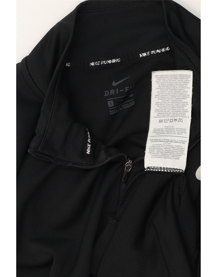 NIKE Dame Dri Fit Pullover med lynlås-hals Træningsdragt Top UK 10 Lille Sort