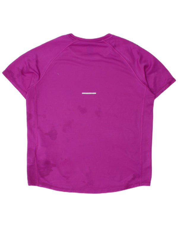 Asics Boys T-Shirt Top 10-11 år Lille lilla stribet polyester