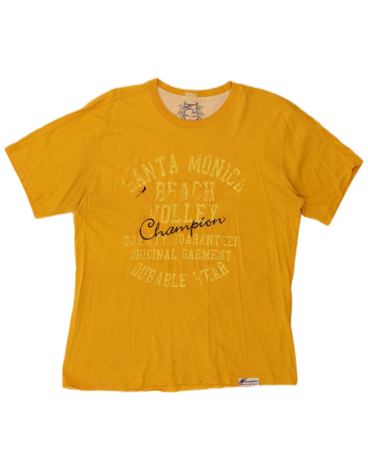 CHAMPION Herre Grafisk T-Shirt Top Stor Gul