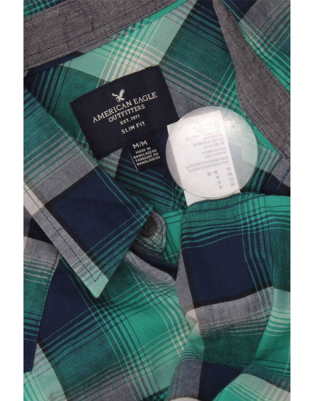 American Eagle Outfitters Herre Slim Fit skjorte Medium marineblå ternet bomuld