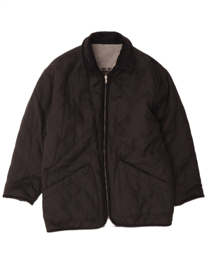 VINTAGE Herre grafisk vendbar fleecejakke UK 38 Medium Grey Fair Isle