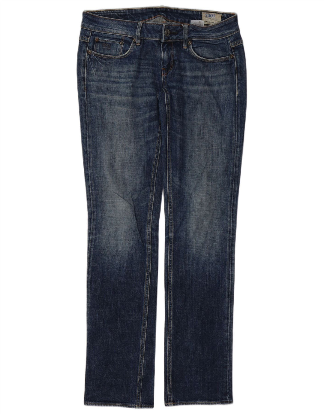 G-Star Dame 3301 Straight Jeans med lav talje W29 L32 Blå Bomuld
