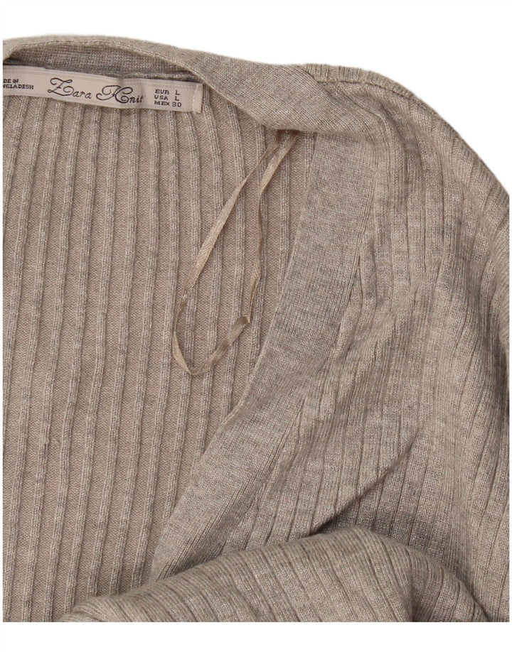 Zara Dame Cardigan Sweater UK 14 Large Grå