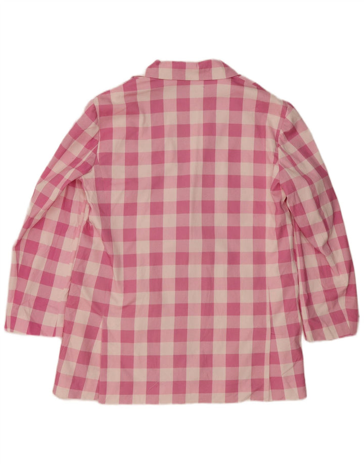 ZARA Dame 2 Button Blazer Jacket UK 16 Large Pink Gingham