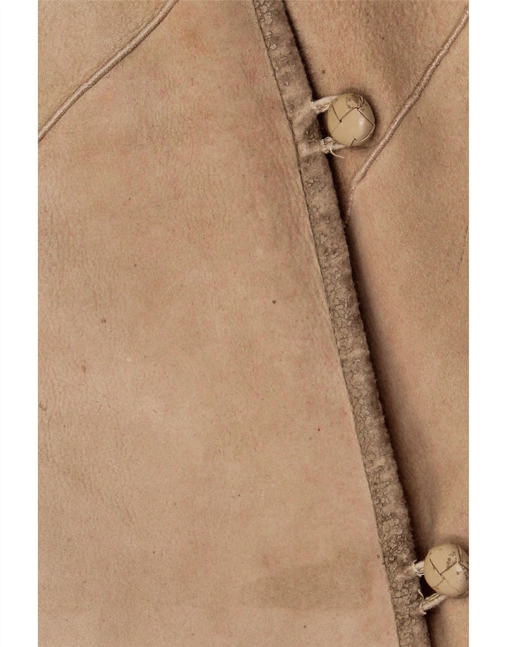 VINTAGE Dame Shearling Coat IT 46 Stor Beige Shearling