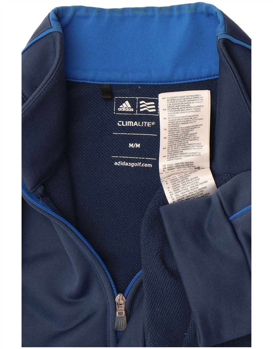 Adidas Herre Climalite Pullover med lynlås-hals Træningsdragt Top Medium Blue Polyester