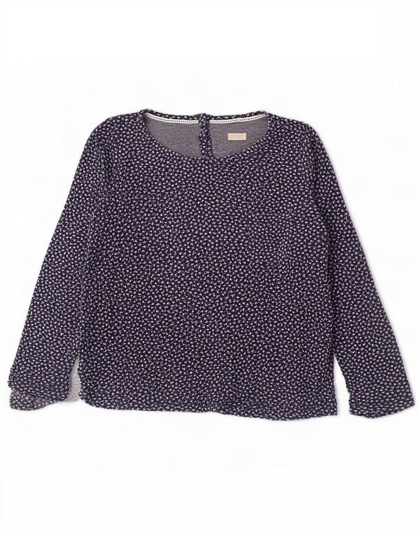 Fat Face Kvinders abstrakt mønster Top Langærmet UK 16 Large Navy Blue