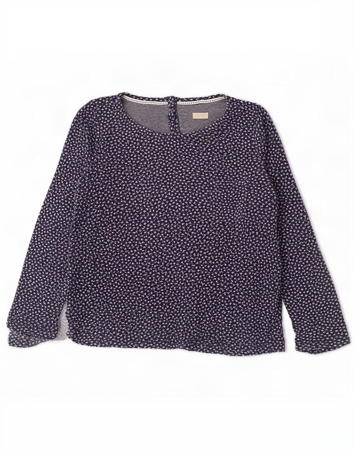 Fat Face Kvinders abstrakt mønster Top Langærmet UK 16 Large Navy Blue