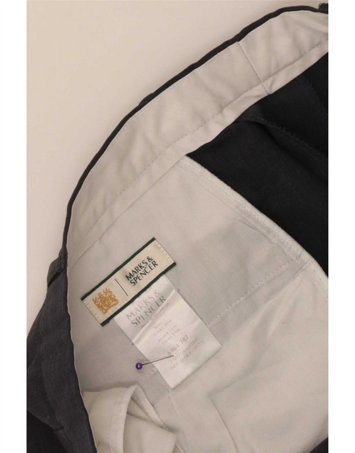 Marks & Spencer Straight Suit Bukser til mænd W38 L31 Marineblå polyester
