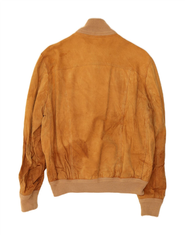 VINTAGE Mens Suede Bomber Jacket UK 38 Medium Brown Vintage Vintage and Second-Hand Vintage from Messina Hembry 