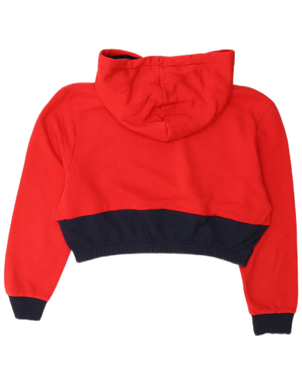 Fila Womens Crop Graphic Hoodie Jumper UK 18 XL Rød Colourblock