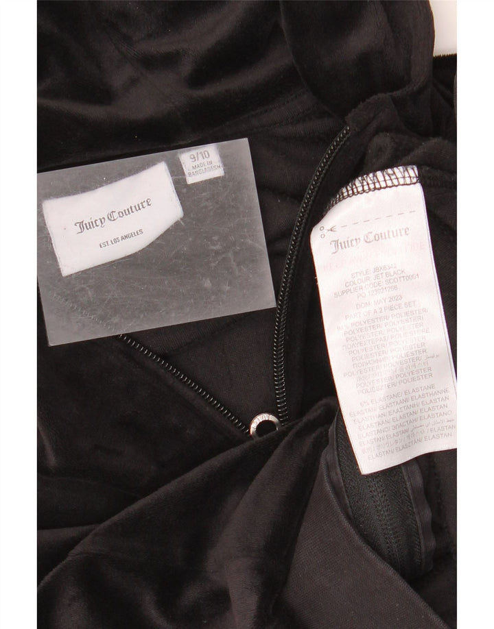 JUICY COUTURE Pige grafisk hættetrøje med lynlås 9-10 år Sort