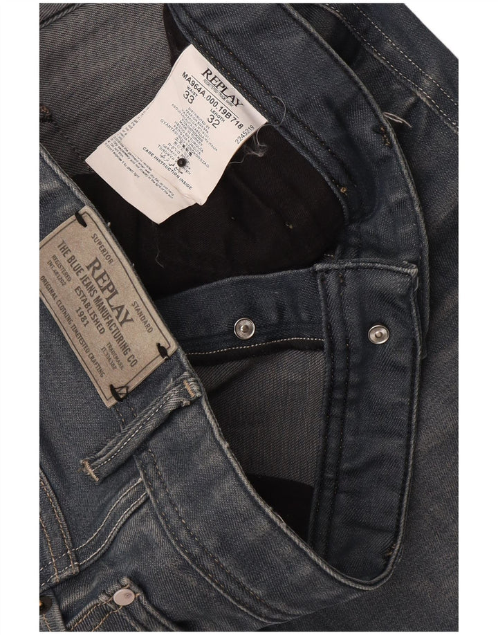 Replay Herre Slim Jeans W33 L32 Blå Bomuld
