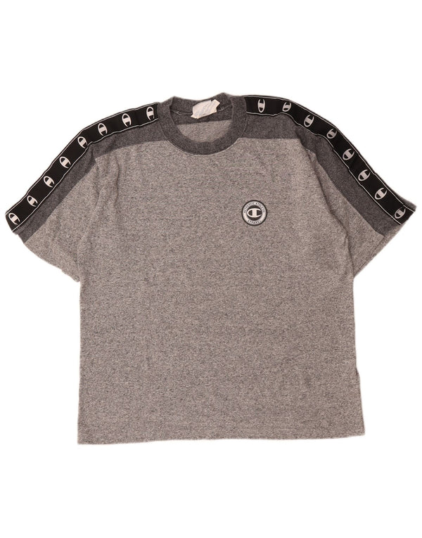 Champion Herre Grafisk T-Shirt Top XL Grå Colourblock Bomuld