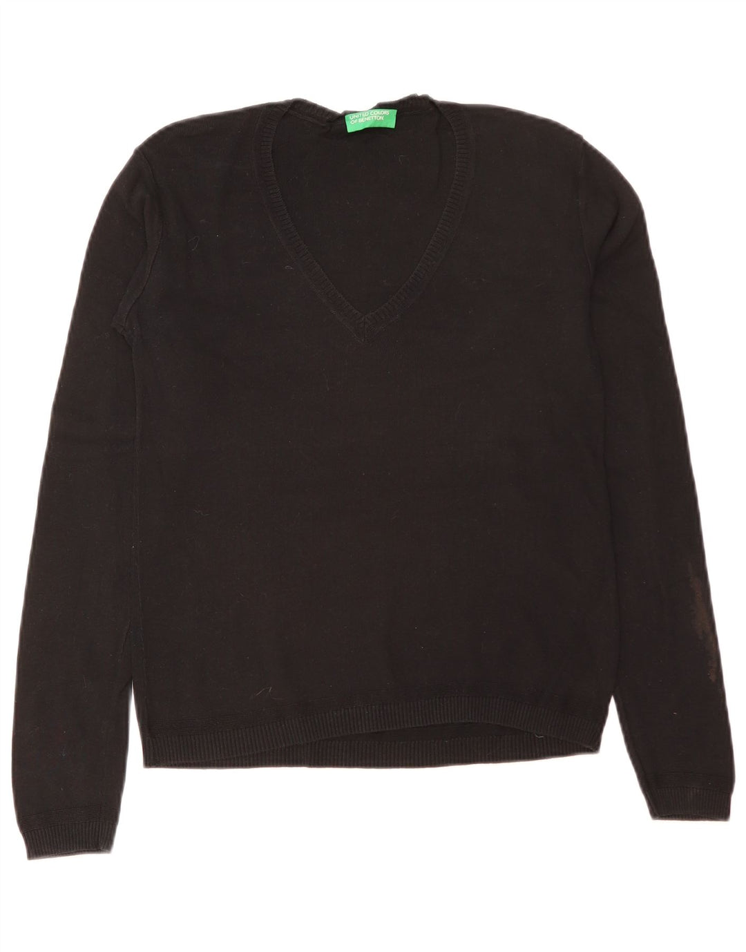 Benetton Dame V-hals sweater UK 12 Medium Sort