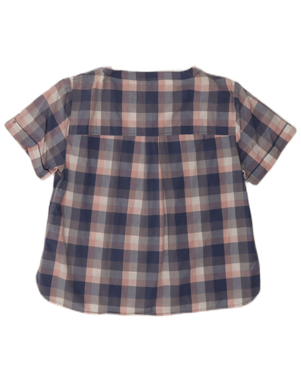 Jack Wills Womens Short Sleeve Shirt UK 8 Small Navy Blue Check Cotton