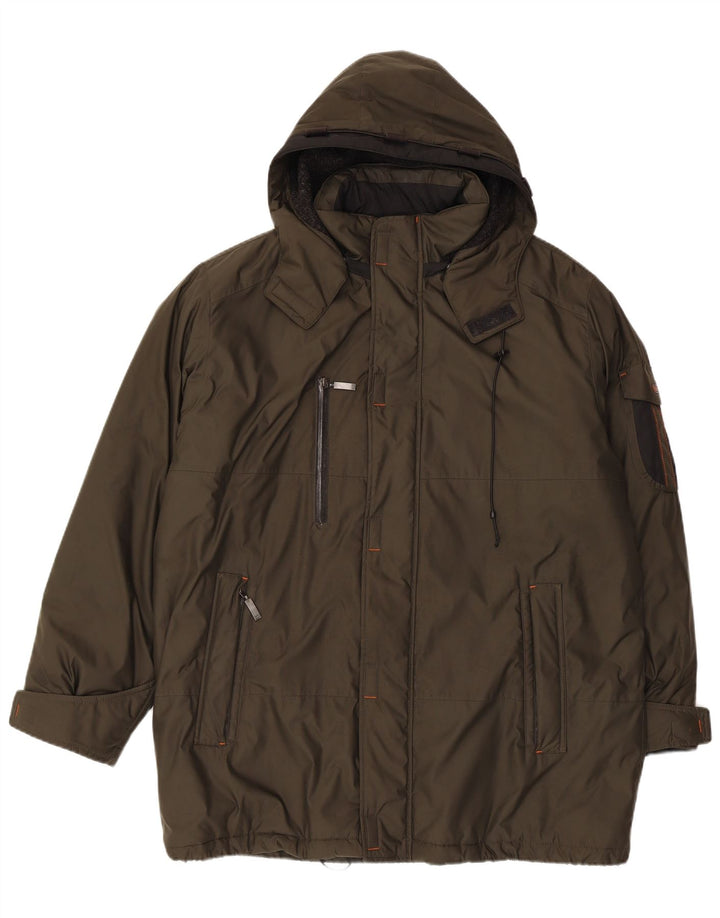 Bugatti Herre Hooded Windbreaker Jacket UK 42 XL Khaki Polyester