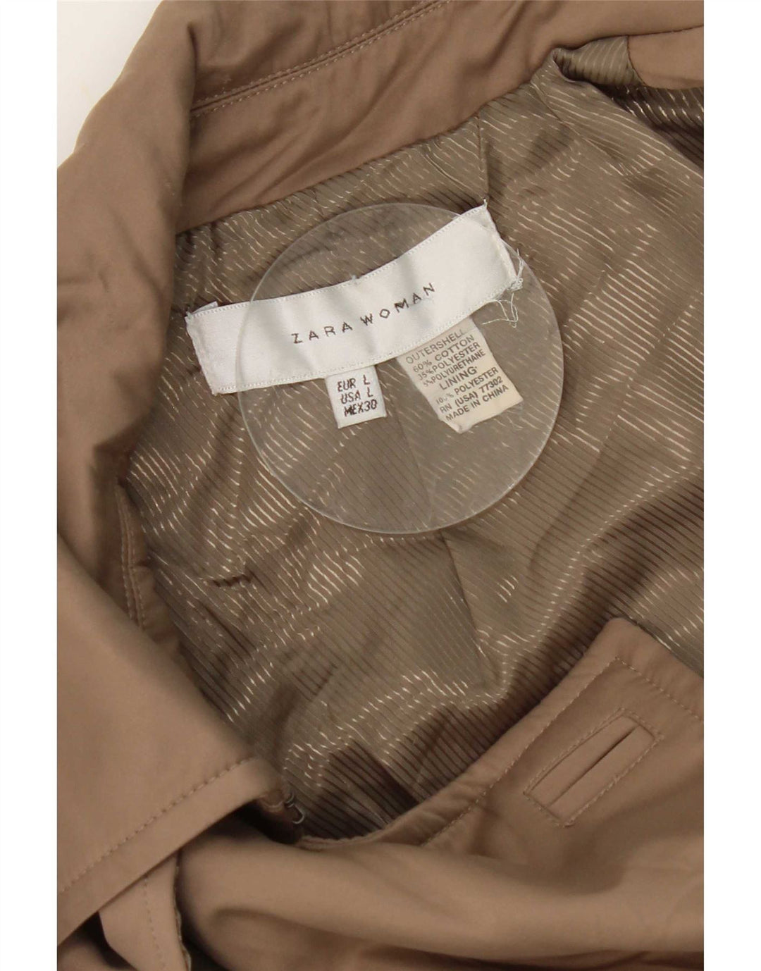 Zara Trench Coat til kvinder UK 16 Stor brun bomuld