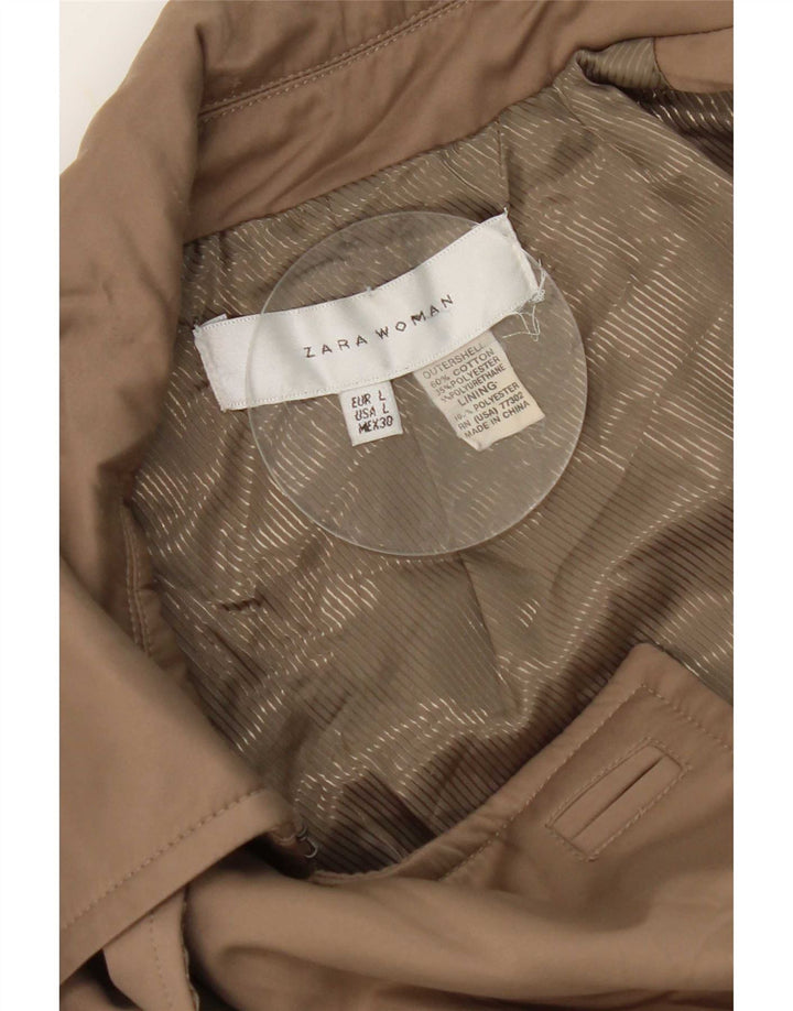 Zara Trench Coat til kvinder UK 16 Stor brun bomuld