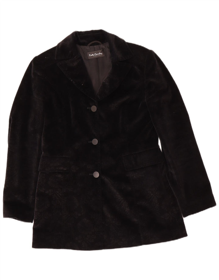 Betty Barclay Dame 3 Button Blazer Jacket UK 12 Medium Black Floral