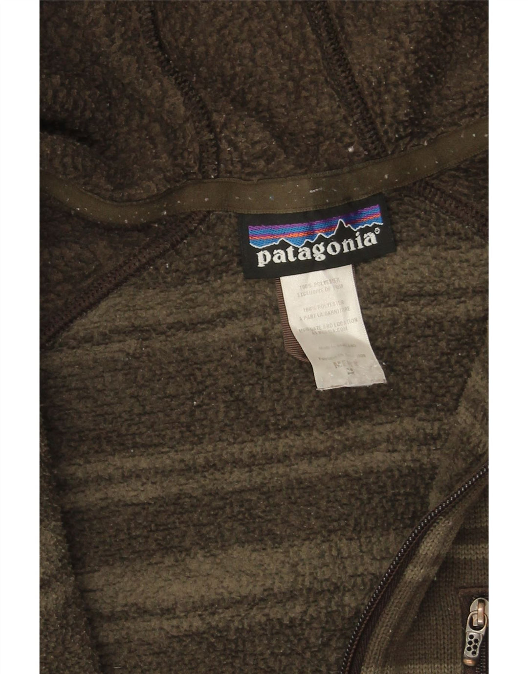 PATAGONIA Hættetrøje med lynlås til mænd Medium Khaki stribet polyester