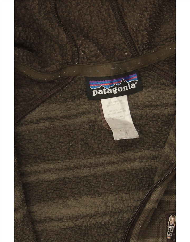 PATAGONIA Hættetrøje med lynlås til mænd Medium Khaki stribet polyester