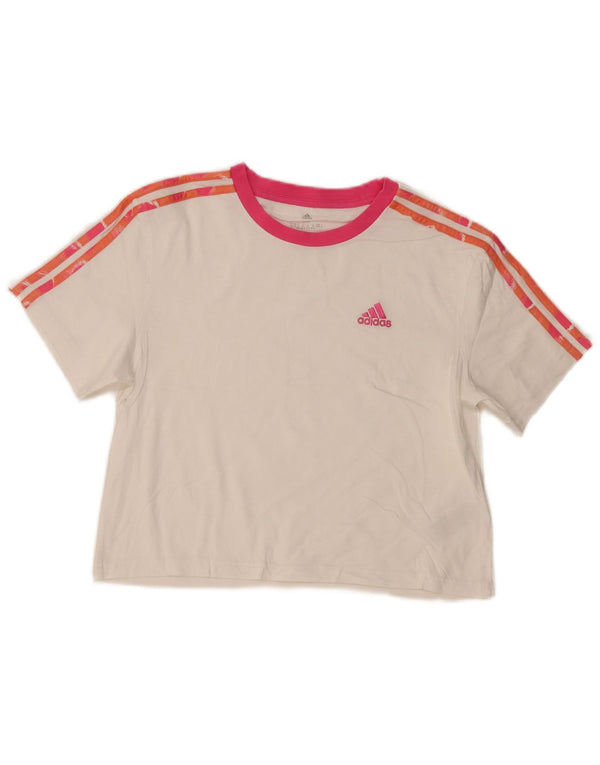ADIDAS T-shirt top til kvinder Crop UK 4/6 XS hvid bomuld