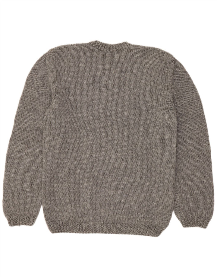 Vintage herre sweater med rund hals, mellemgrå