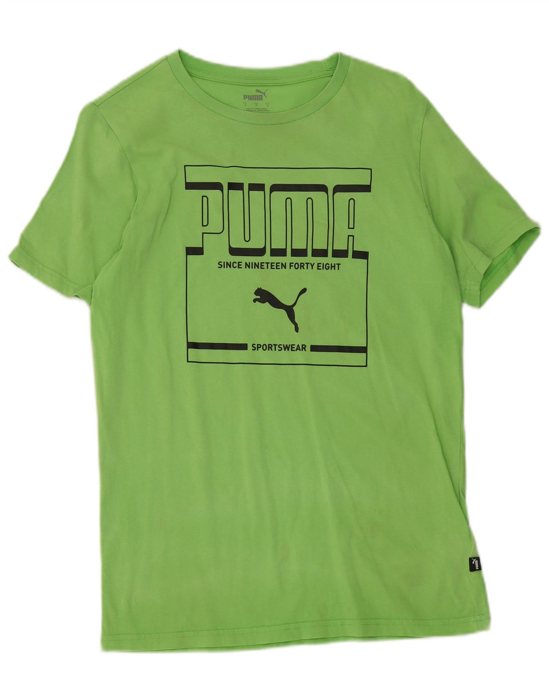 PUMA Mens Graphic T-Shirt Top Small Green Cotton