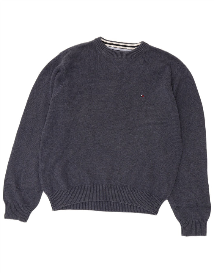 TOMMY HILFIGER sweater med rund hals til mænd mellem marineblå bomuld